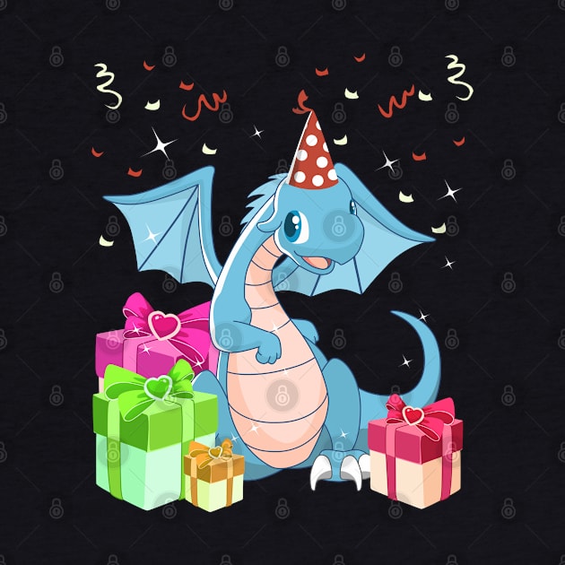 Blue Dragon With Party Hat Birthday by TheBeardComic